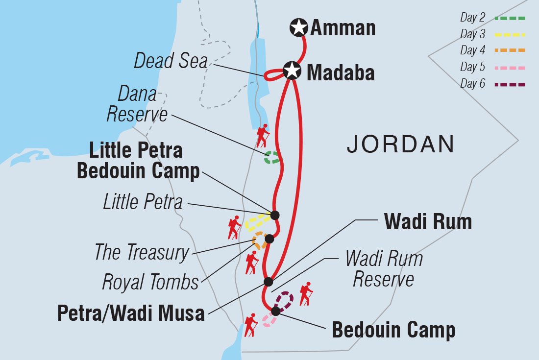 Map of Hiking In Jordan: Petra And Wadi Rum including Jordan