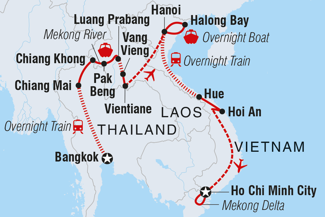 Map of South East Asia Uncovered including Lao Pdr, Thailand and Vietnam