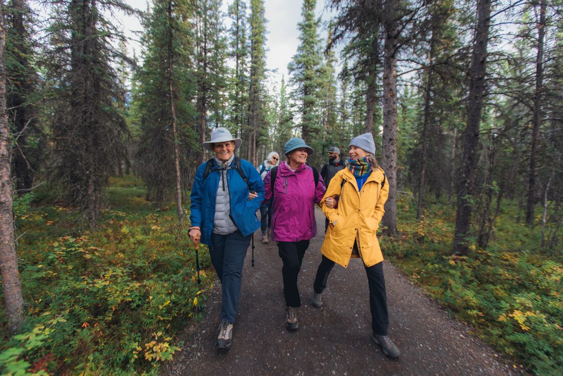 Group hiking in Alaska
