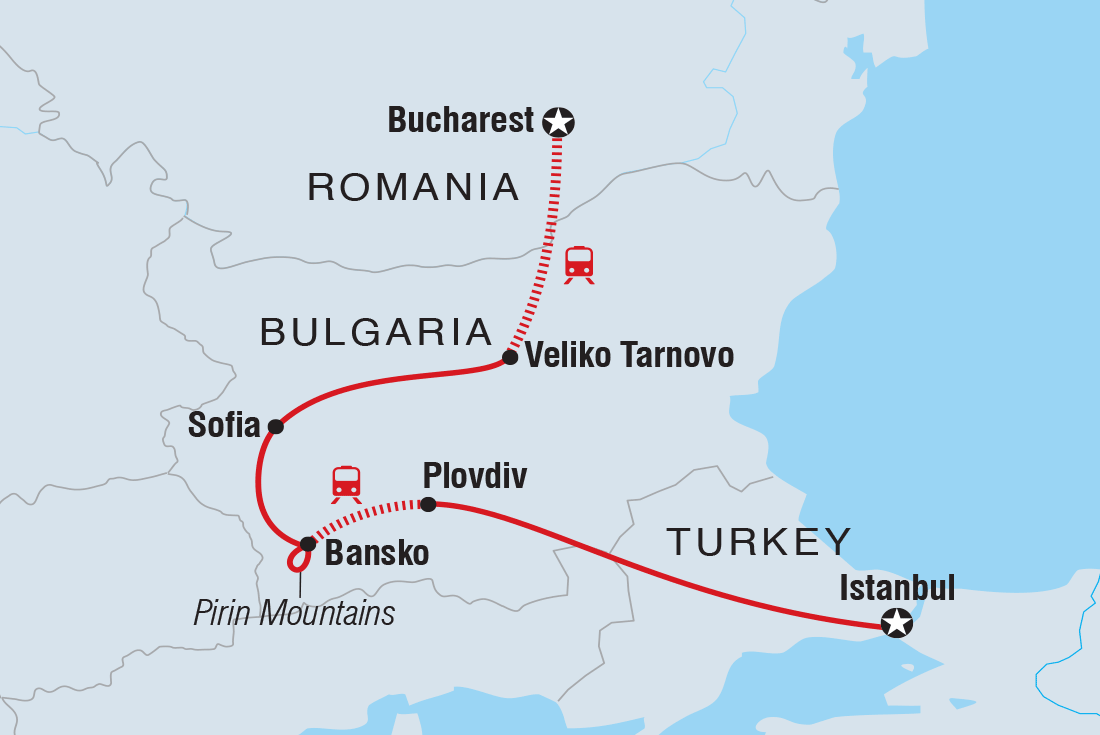Map of Eastern Europe Express including Bulgaria, Romania and Turkey