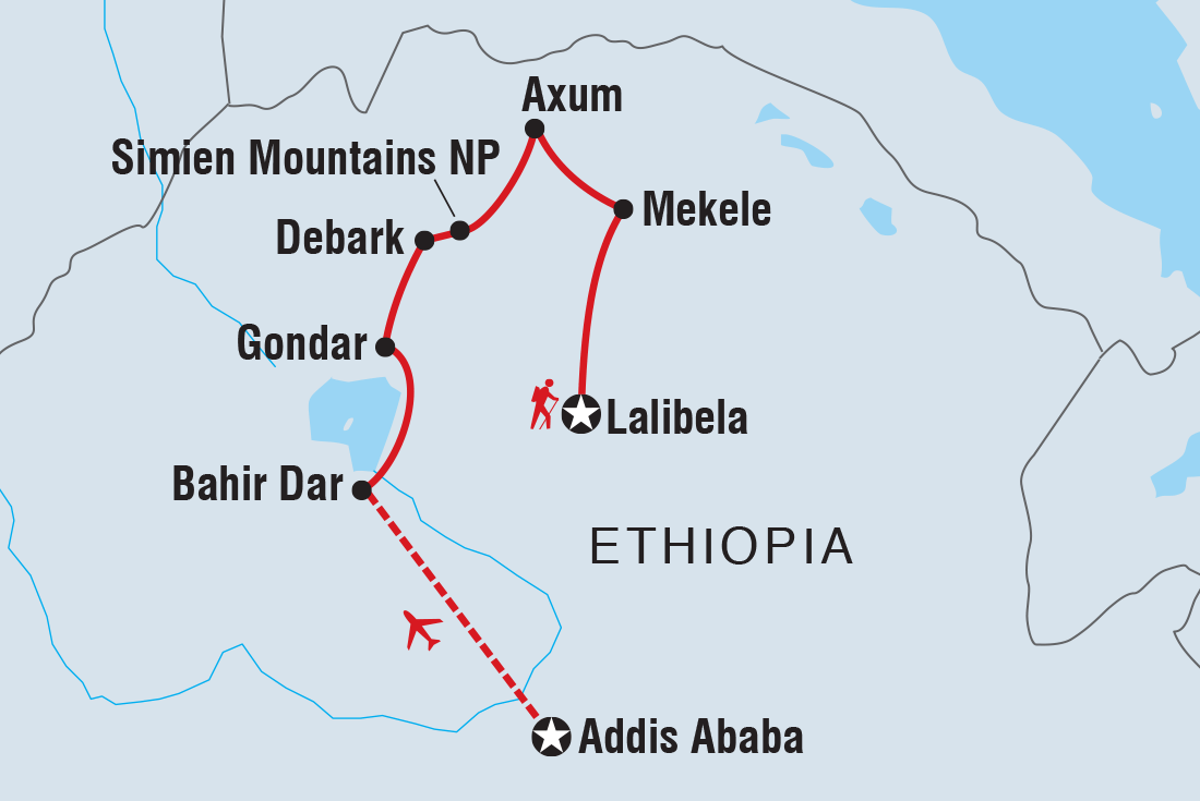 Map of Incredible Ethiopia including Ethiopia