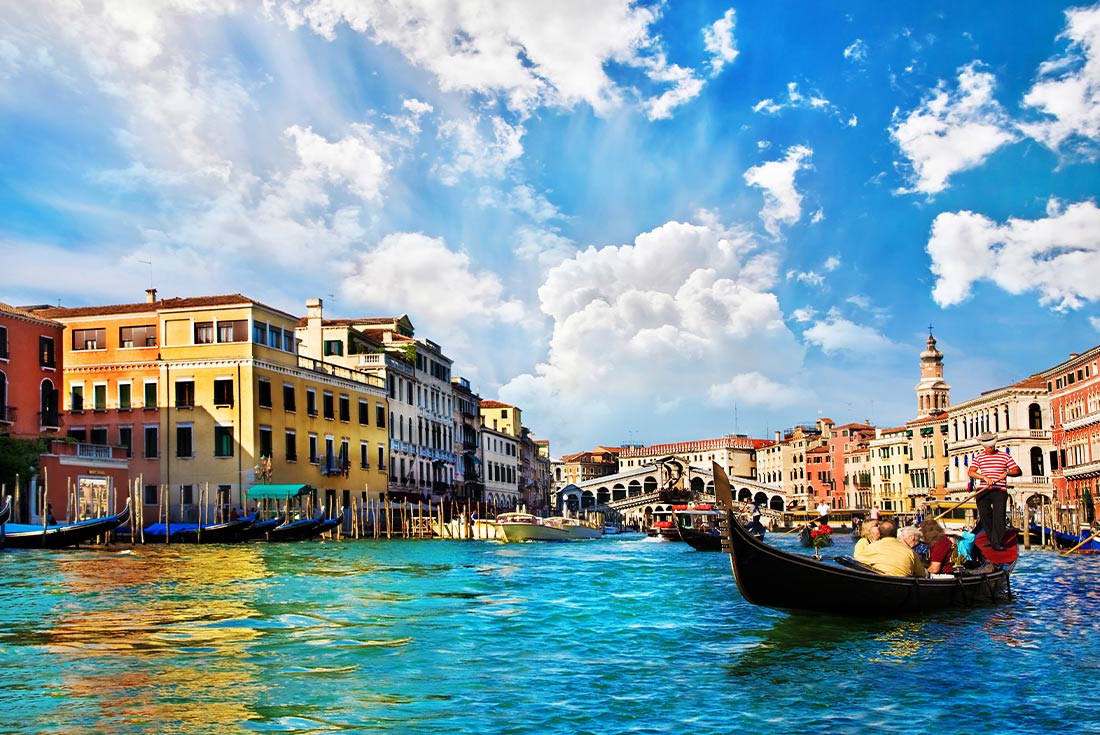ZMPY - Colourful view of the Grand Canal gondolas in Venice, Italy