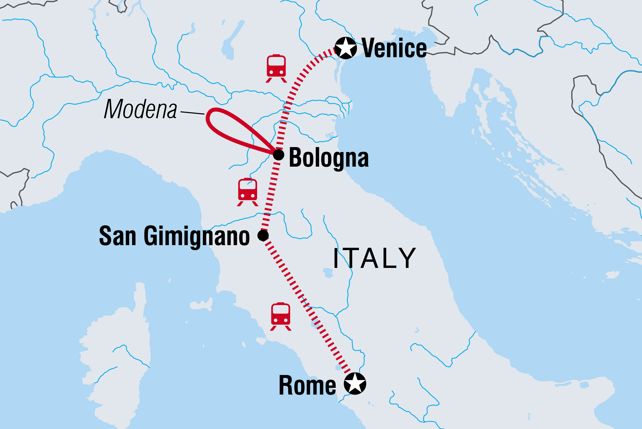 Map of Italy Real Food Adventure including Italy