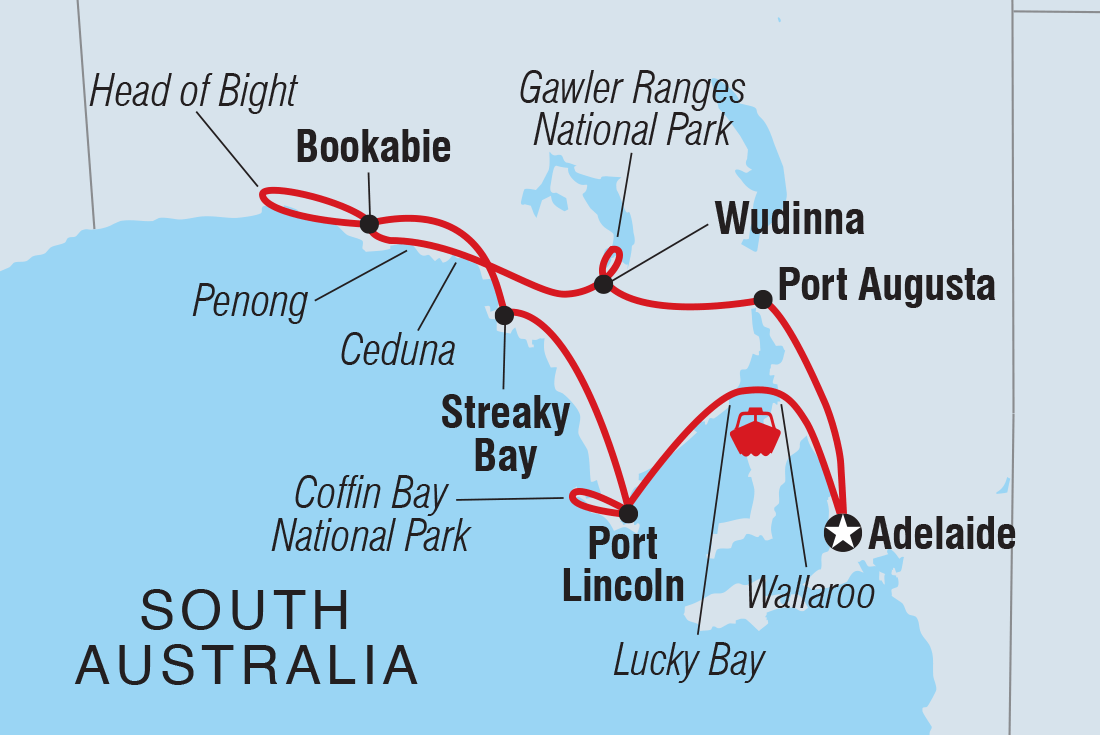 Map of Eyre Peninsula Adventure including Australia
